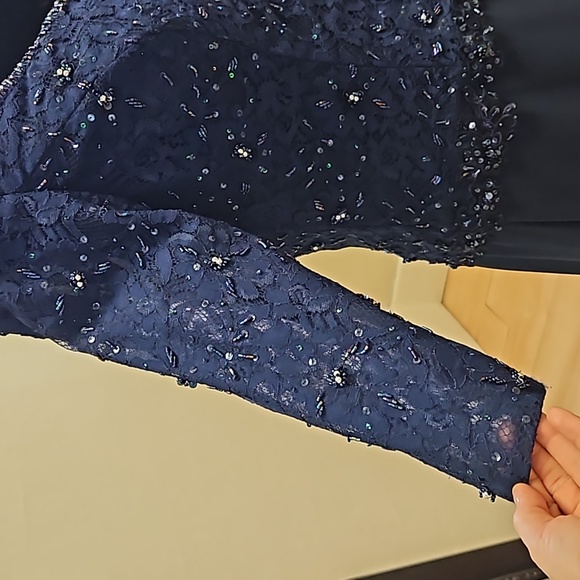 Size 10 to 12 bright navy blue lace/chiffon mother of bride/groom formal NWT - Picture 11 of 14